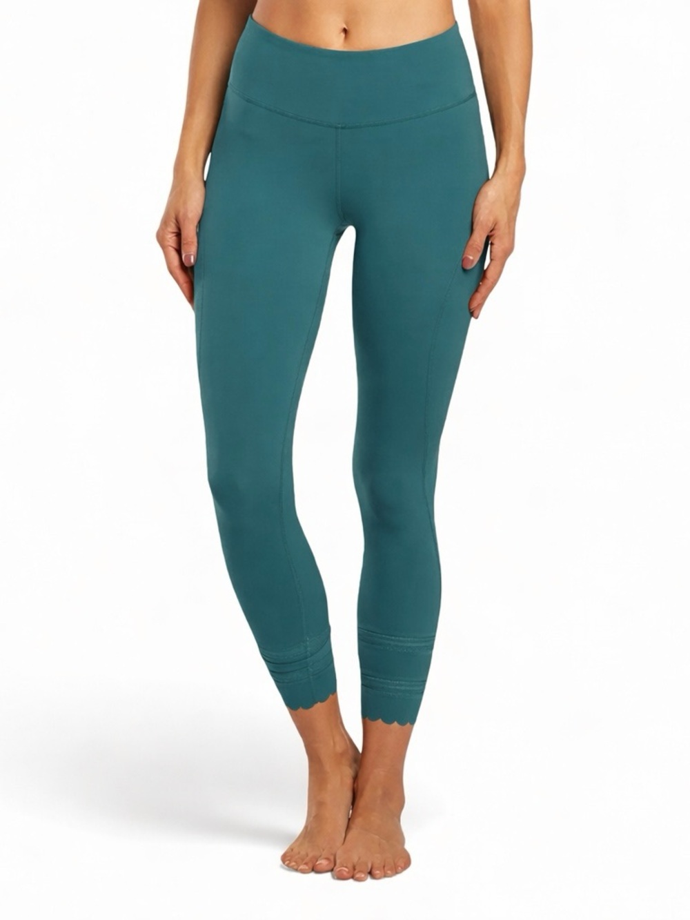 Free People Movement Genesis High Rise Yoga Leggings Teal Scalloped Trim Size S